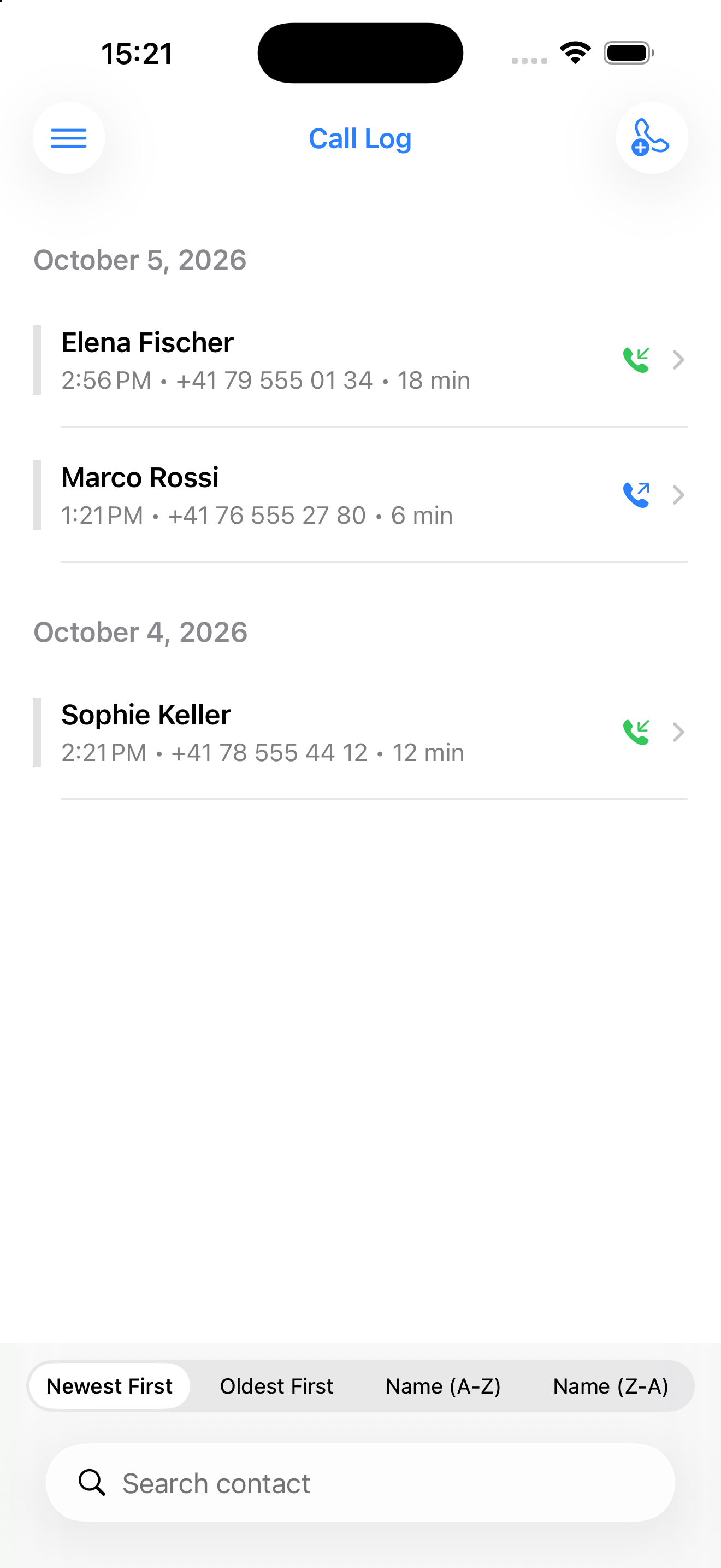 Call log