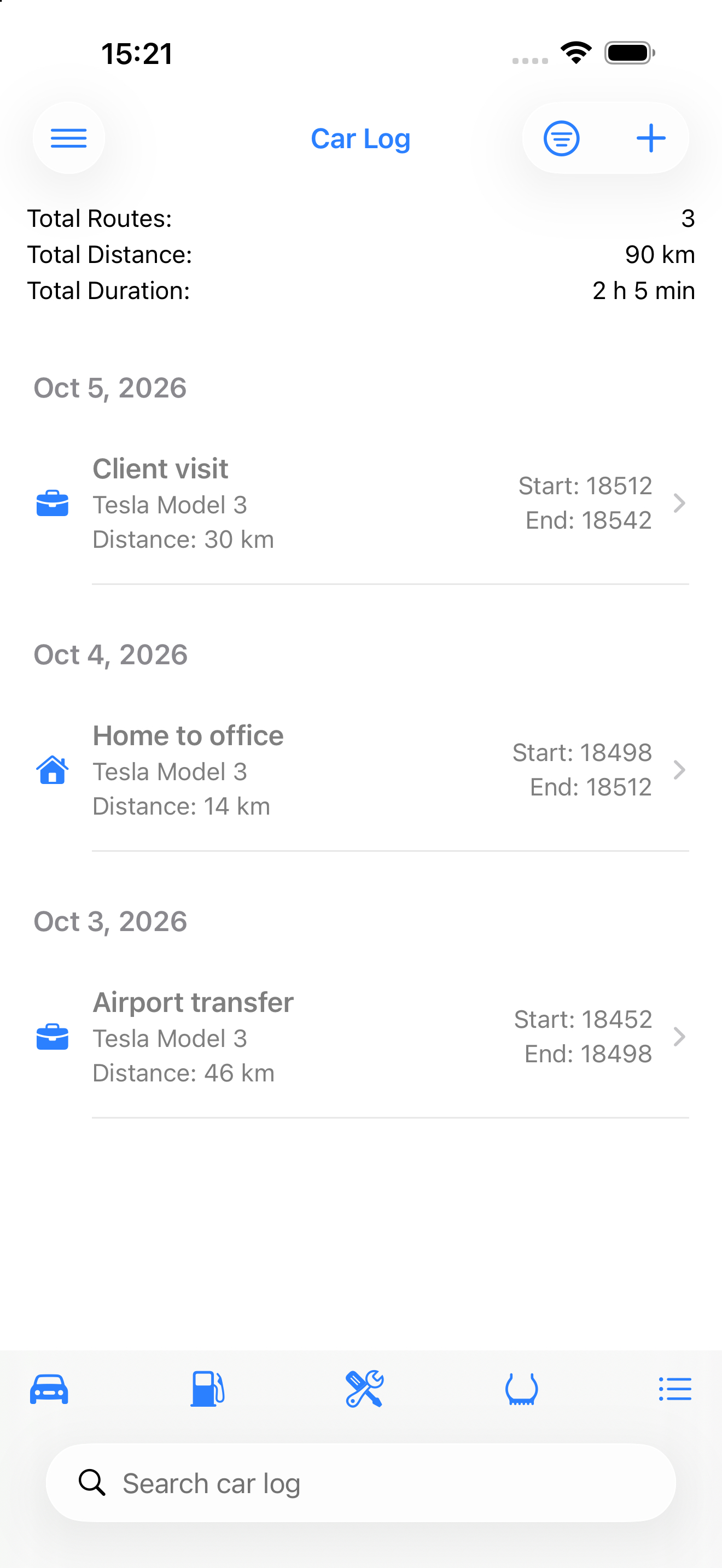 Vehicle log