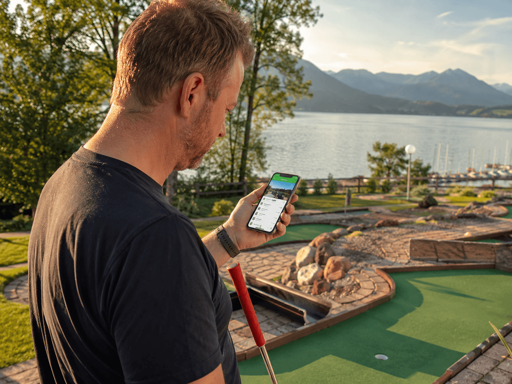 myMinigolf zeigt eine Minigolfanlage mit Runden und Spielständen